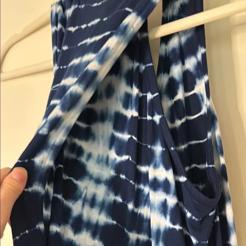 Lord & Taylor Navy and‎ White Tie-Dye maxi dress sleeveless